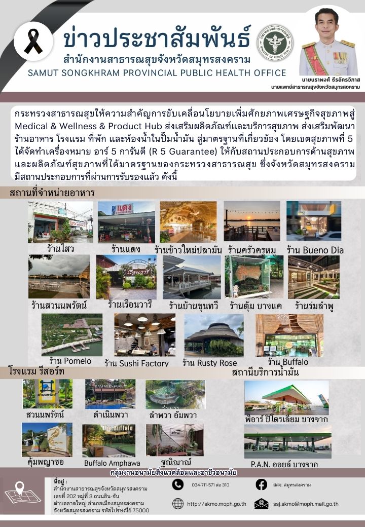 ประชาสัมพันธ์สถานประกอบการที่ได้รับมาตรฐาน R5 Guarantee